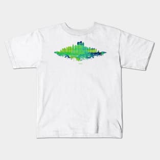 Houston City Skyline - Watercolor Green, blue Kids T-Shirt